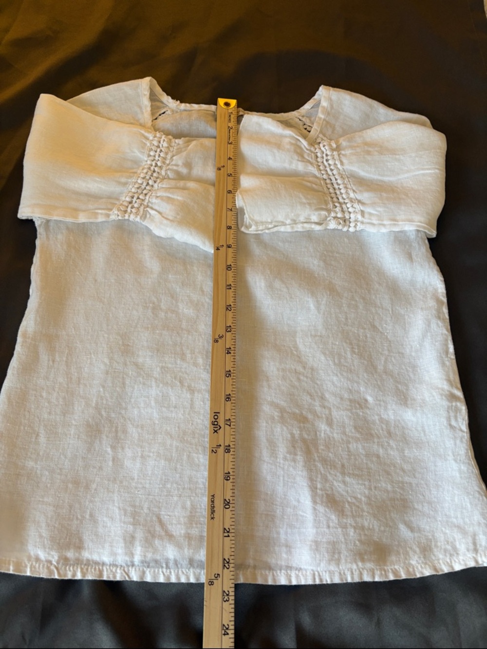 Bellambra White Linen Made Italy Scoop Neck Peasant Lace Tunic Top SZ S - Picture 6 of 6